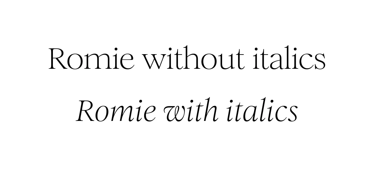 Romie Roman and Italic. Drawn by Margot Lévêque. Published by Claude Type.